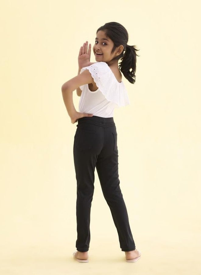 GO COLORS Girls Solid Black Jeggings - Image 3