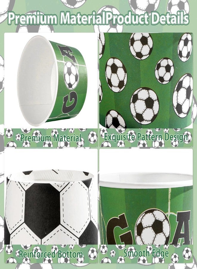 Greencian 120Pcs Soccer Ice Cream Cups Bowls 12 oz Disposable Soccer Paper Dessert Snack Bowls Sports Themed Food Yogurt Containers for Sports Birthday Party Decorations Supplies - Image 3