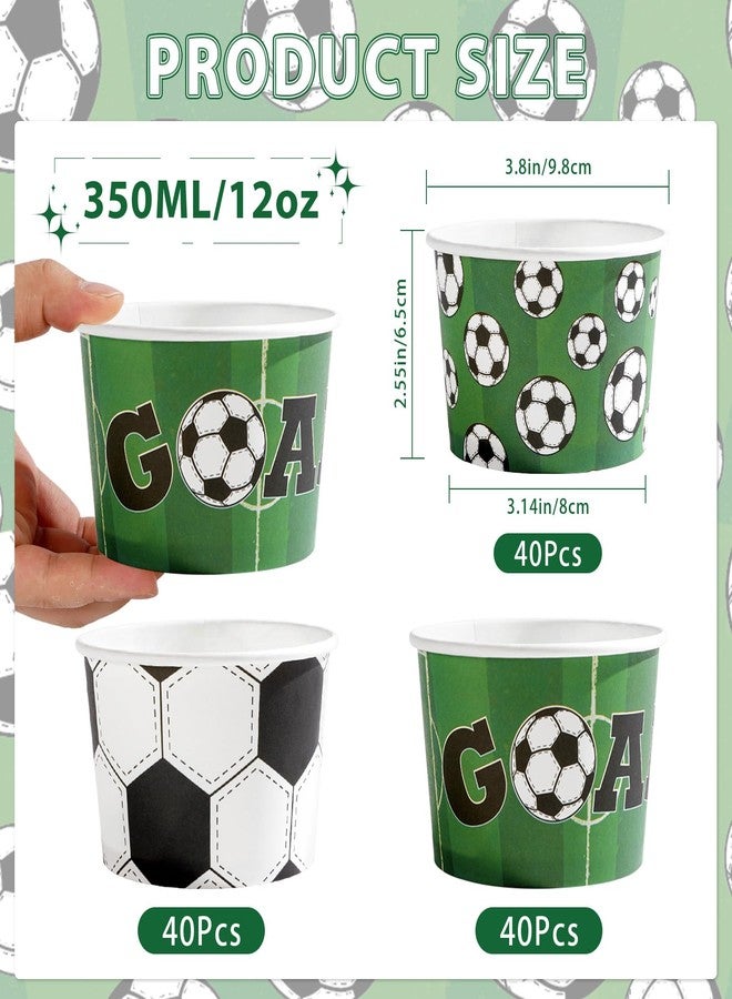 Greencian 120Pcs Soccer Ice Cream Cups Bowls 12 oz Disposable Soccer Paper Dessert Snack Bowls Sports Themed Food Yogurt Containers for Sports Birthday Party Decorations Supplies - Image 2