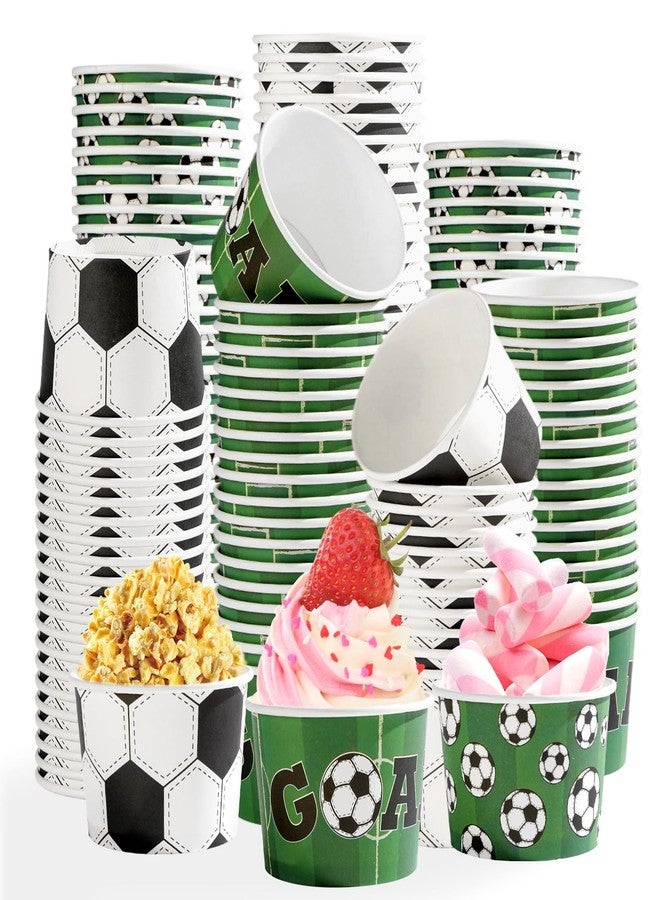 Greencian 120Pcs Soccer Ice Cream Cups Bowls 12 oz Disposable Soccer Paper Dessert Snack Bowls Sports Themed Food Yogurt Containers for Sports Birthday Party Decorations Supplies - Image 1