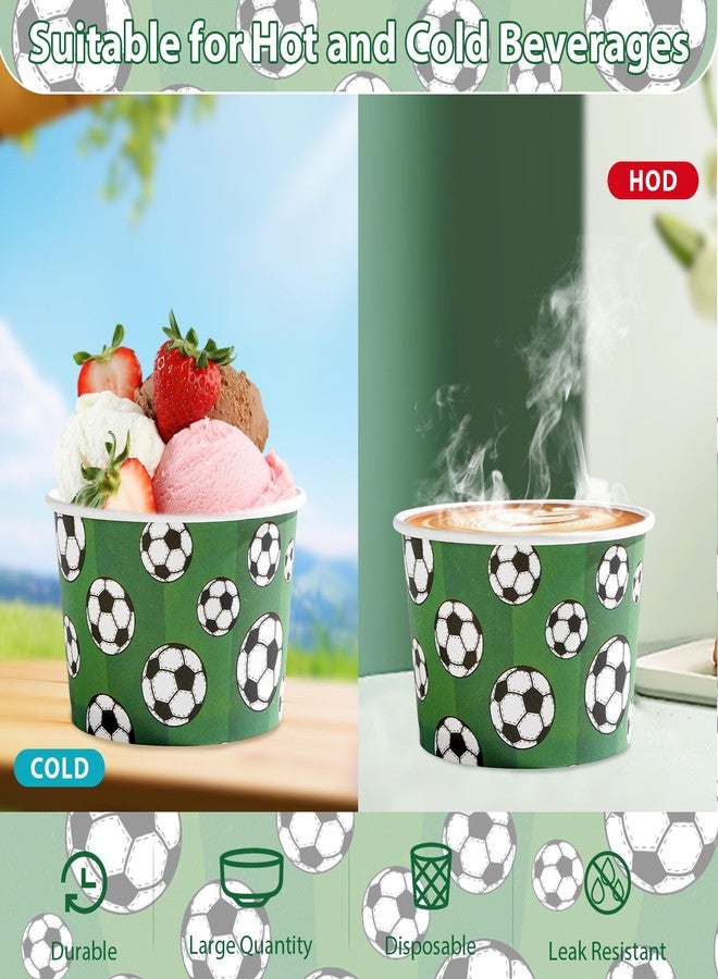 Greencian 120Pcs Soccer Ice Cream Cups Bowls 12 oz Disposable Soccer Paper Dessert Snack Bowls Sports Themed Food Yogurt Containers for Sports Birthday Party Decorations Supplies - Image 4