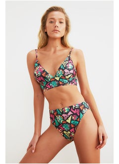 trendyol Animal Patterned High Waist Regular Leg Bikini Bottom TBESS21BA0320  - Image 1