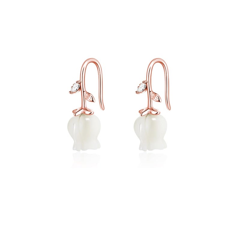 Reffeer Solid 925 Sterling Silver Flower Crawler Cuff Earrings Wraps for Women Teen Girls Flower Wrap Earrings Climber (C-Rose Gold) - Image 1