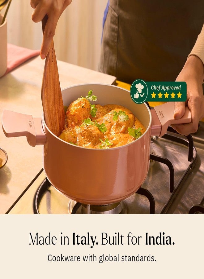 Ember Cookware قدر طهي سيراميك أرسيللا من إمبر كوكوير، 20 سم | 2.6 لتر، غير لاصق وغير سام، مع غطاء معدني | معتمد من هيئة المواصفات والمقاييس الهندية | أواني طهي سيراميك | قدر برياني | خالٍ من مركبات PFAS وPTFE | ضمان 5 سنوات | تيراكوتا - Image 4