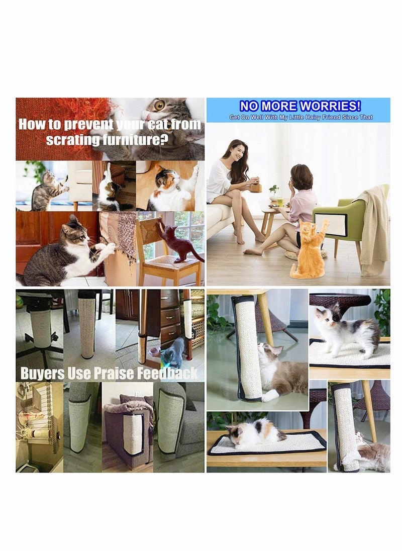 KASTWAVE - Cat Scratch Pad 2 Pcs Non Scratch Pads Couch Corner Kitty Scratching Bed Post Tree Ramp Cardboard Replacement, Sisal Thin Scratcher Mat with Velcro Pins Protecting Furniture Sofa Chair Desk Legs - Image 1