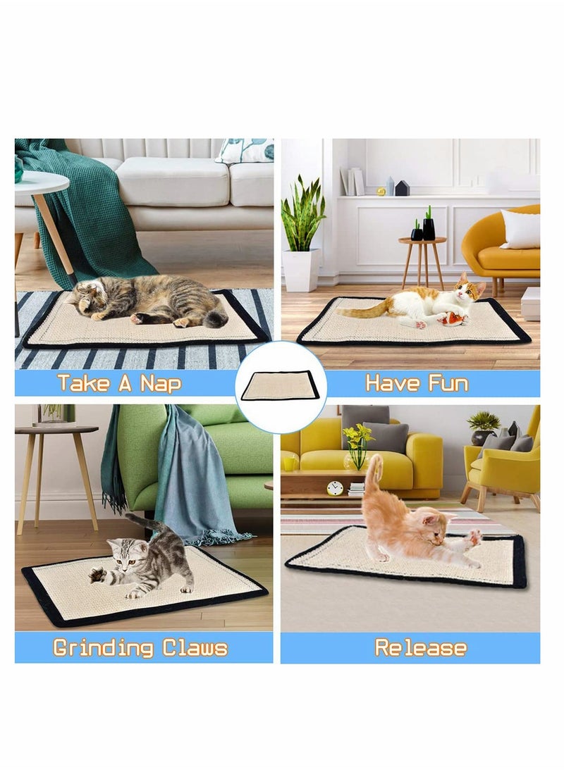 KASTWAVE - Cat Scratch Pad 2 Pcs Non Scratch Pads Couch Corner Kitty Scratching Bed Post Tree Ramp Cardboard Replacement, Sisal Thin Scratcher Mat with Velcro Pins Protecting Furniture Sofa Chair Desk Legs - Image 1