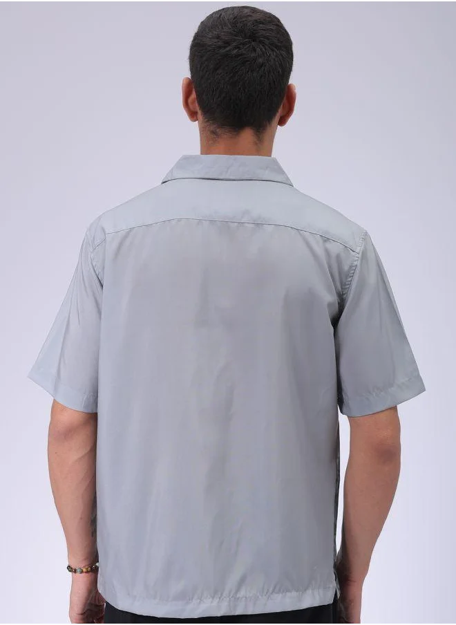 The Indian Garage Co Men Oversized Graphic Print Half Sleeves Cuban Collar Street Wear Shirt