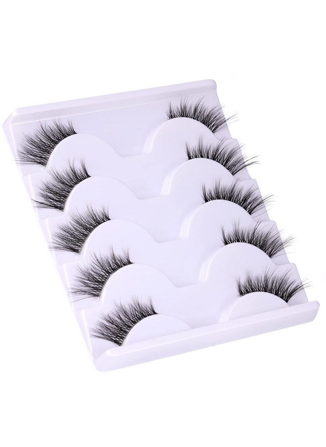 Half Lashes Lashes Natural Look Wispy 34 False Eyelashes Fluffy Clear Band False Cat Eye Lashes That Look Like Extensions Soft Handmade Reusable Lashes Pack