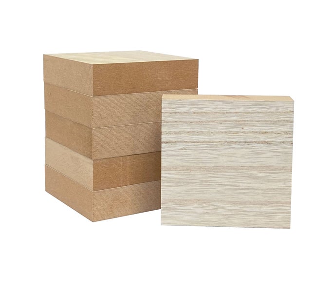6 PACK THICK WOODEN BLOCKS UNFINISHED MDF WOOD SQUARES FOR CRAFTS MEMORIAL SIGN4X4X1 IN