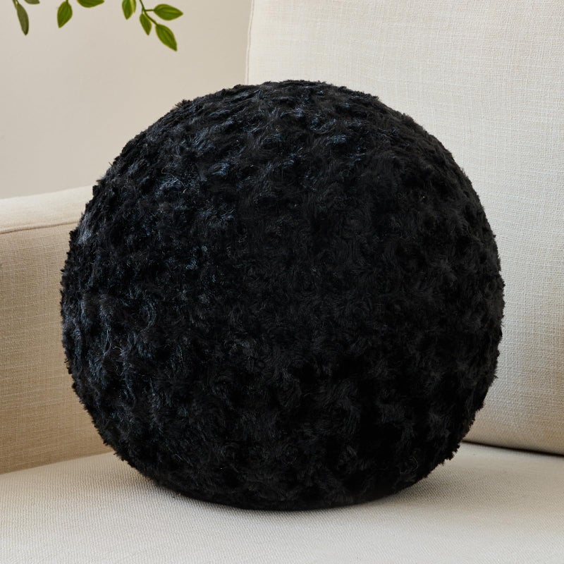 ZCNYCLAM Ball Pillow, Decorative Round Pillow for Couch n, Circle Throw Pillows, Perfect Ball Pillows for Couch, Stylish Decorative Pillows, Versatile Round Throw Pillow (Black, Mini-8.6 Inches) - Image 1