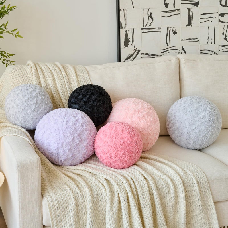 ZCNYCLAM Ball Pillow, Decorative Round Pillow for Couch n, Circle Throw Pillows, Perfect Ball Pillows for Couch, Stylish Decorative Pillows, Versatile Round Throw Pillow (Black, Mini-8.6 Inches) - Image 5