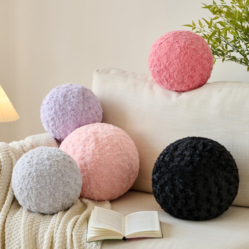 ZCNYCLAM Ball Pillow, Decorative Round Pillow for Couch n, Circle Throw Pillows, Perfect Ball Pillows for Couch, Stylish Decorative Pillows, Versatile Round Throw Pillow (Black, Mini-8.6 Inches) - Image 4