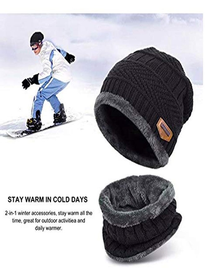 Aeoss 2-Pieces Winter Beanie Hat Scarf Set Warm Hat Thick Knit Skull Cap for Men Women, Warm and Stylish Hat Scarf Set for Unisex (Black) - Image 5