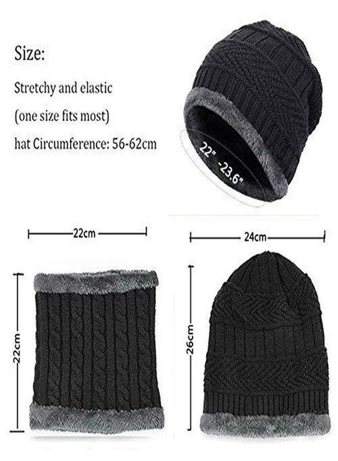 Aeoss 2-Pieces Winter Beanie Hat Scarf Set Warm Hat Thick Knit Skull Cap for Men Women, Warm and Stylish Hat Scarf Set for Unisex (Black) - Image 2