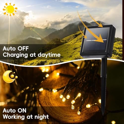 LITVERSE® Solar Powered 120 LED Waterproof String Lights – Warm White PVC Fairy Lights for Garden, Patio, Balcony, Yard, Landscape, Christmas, Wedding & Outdoor,Indoor Decoration - Image 3