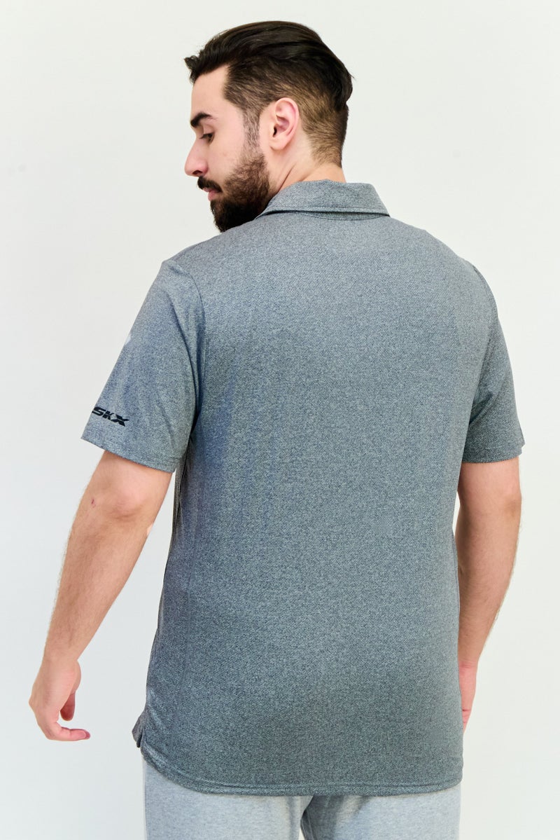 SKECHERS Men Sportswear Fit Short Sleeve Outdoor Polo Shirt, Grey  - Image 2