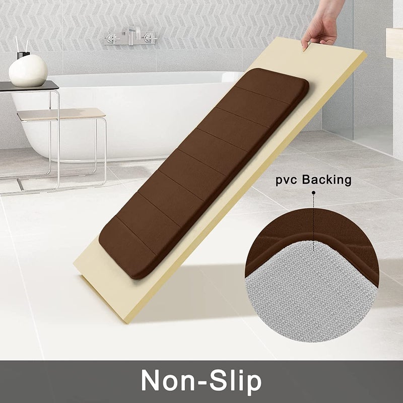 Buganda Nonslip Tub Washable Bathroom Bath Mats Rugs Water Absorbent, Fast Dry, Soft, Comfortable and Stylish | 20x24 + 20x32 inch (2piece) (Brown) - Image 4