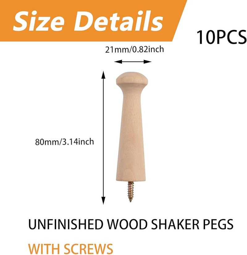 موروبور 10 قطعة 80 مم وتد خشبي هزاز مع مسامير خطافات معطف غير مكتملة للملابس القبعات المناشف اصنعها بنفسك - Image 3