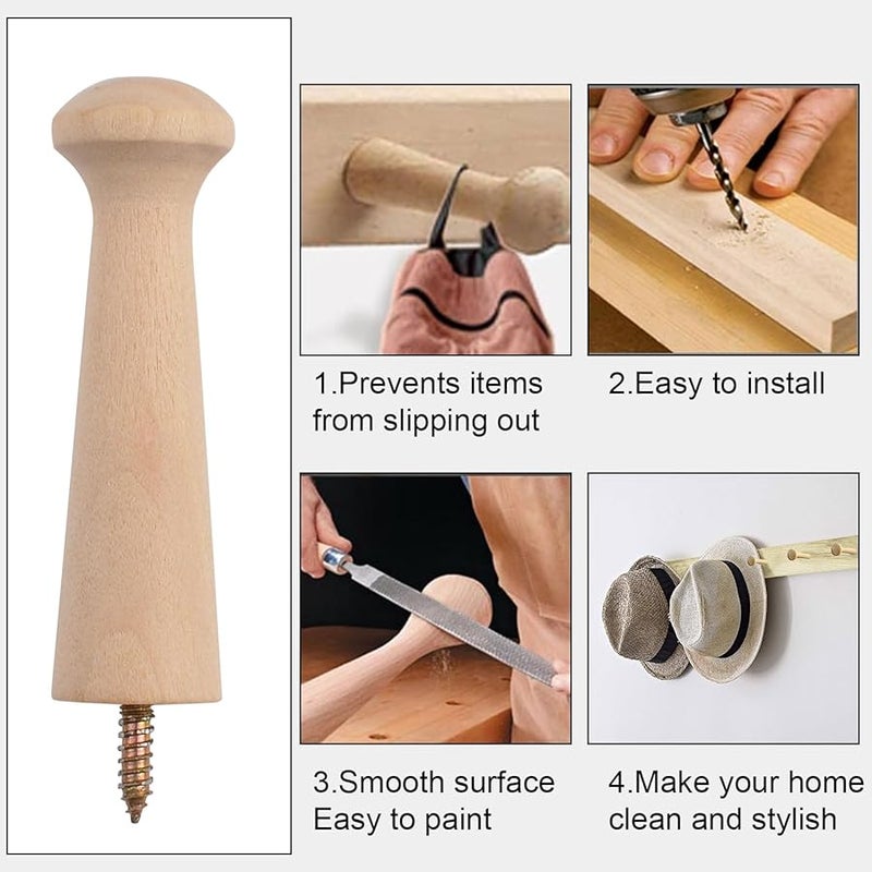 موروبور 10 قطعة 80 مم وتد خشبي هزاز مع مسامير خطافات معطف غير مكتملة للملابس القبعات المناشف اصنعها بنفسك - Image 5