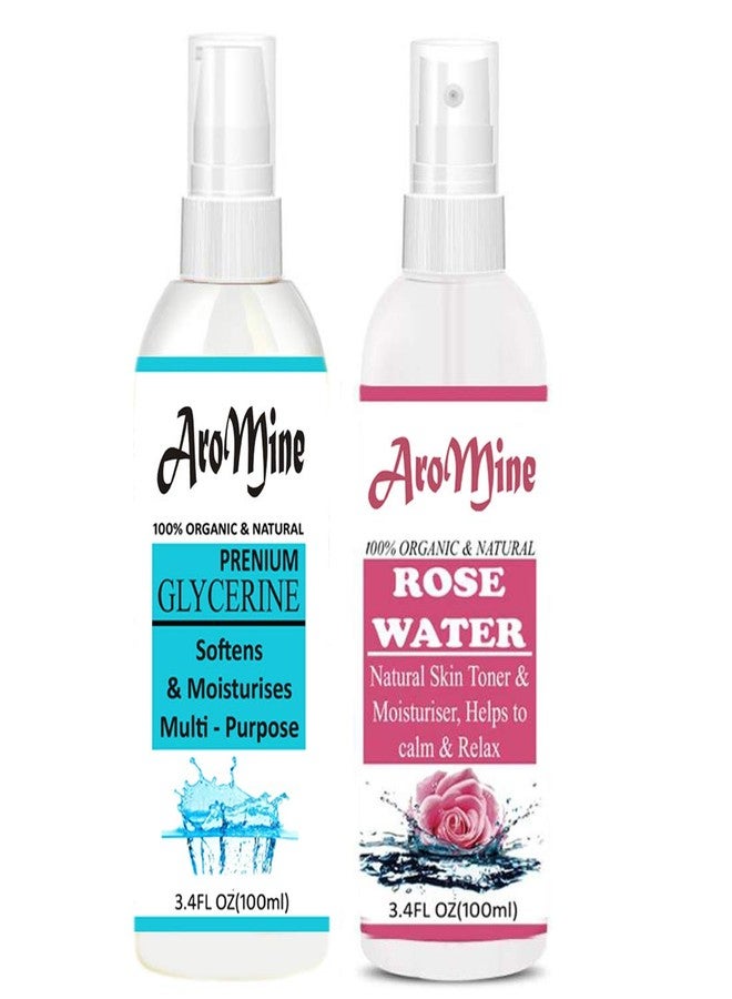 AroMine Rose Water and Glycerin, 100 ml (Pack of 2) - Image 1