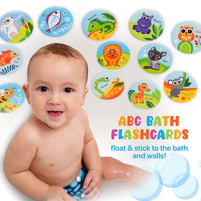 BabyBibi Floating Animals & Alphabet Flash Cards for Bathtub - Preschool Learning Toddler Flash Cards - Educational Bath Toys for 18 Months+ (Set of 26) - Image 4