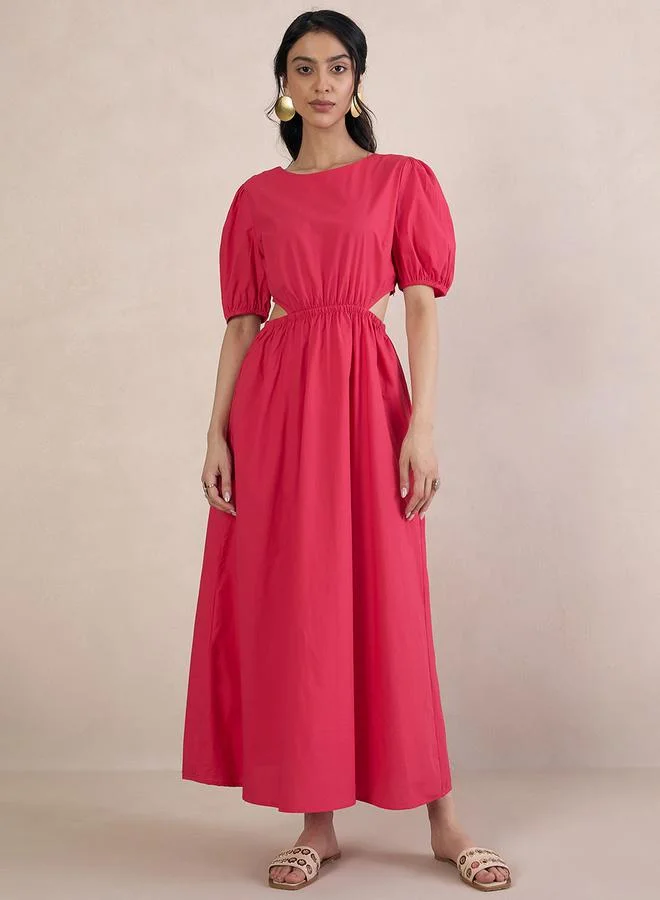 Femmella Femmella Poplin Cut-Out Waist Detail A-Line Maxi Dress