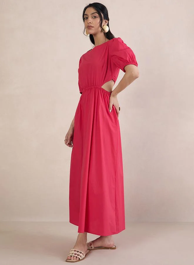 Femmella Femmella Poplin Cut-Out Waist Detail A-Line Maxi Dress