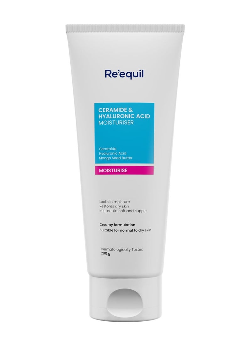 RE' EQUIL Ceramide and Hyaluronic Acid Moisturiser Face Barrier Repair Cream Long Lasting Hydration Normal to Dry Skin 100g - Image 1