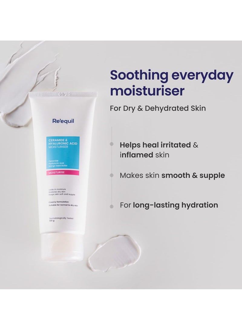 RE' EQUIL Ceramide and Hyaluronic Acid Moisturiser Face Barrier Repair Cream Long Lasting Hydration Normal to Dry Skin 100g - Image 2