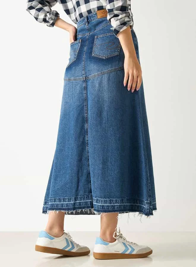 Lee Cooper Lee Cooper Maxi A-line Denim Skirt with Pockets