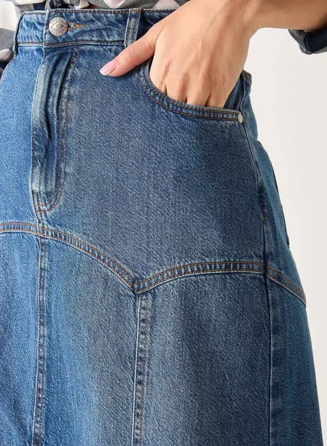 Lee Cooper Lee Cooper Maxi A-line Denim Skirt with Pockets