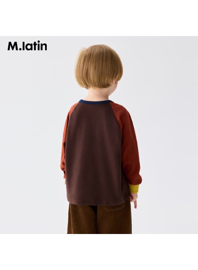 M.latin Kids Children's T-shirt 25 Winter New Boys And Girls Toddler Colorblock Long Sleeve T-shirt - Image 1