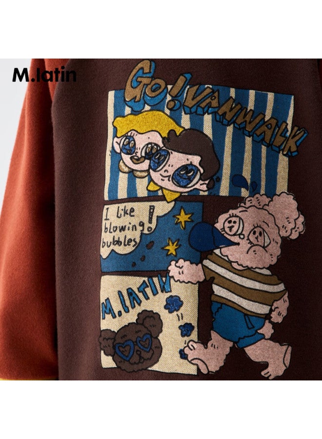 M.latin Kids Children's T-shirt 25 Winter New Boys And Girls Toddler Colorblock Long Sleeve T-shirt - Image 2