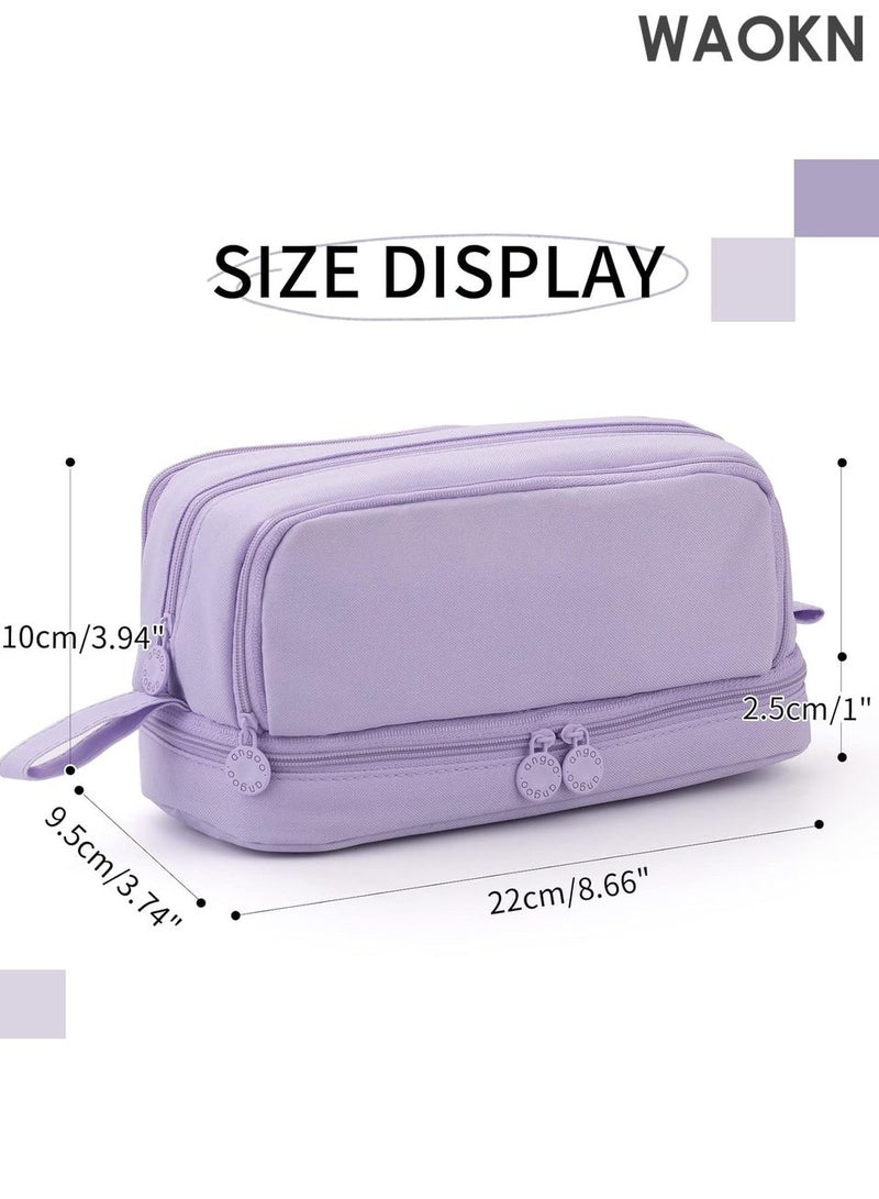 دبليو أيه أو كي أن حافظة أقلام رصاص بسعة كبيرة جدًا - حقيبة تنظيم متعددة الفتحات بأربعة أقسام للمدرسة والمكتب - حامل أدوات مكتبية أنيق بسحاب إغلاق - يتسع لأكثر من 100 قلم، وأقلام تحديد، وأقلام تمييز - حقيبة أقلام رصاص من القماش المتين للمراهقين/البالغين (أرجواني) - Image 2