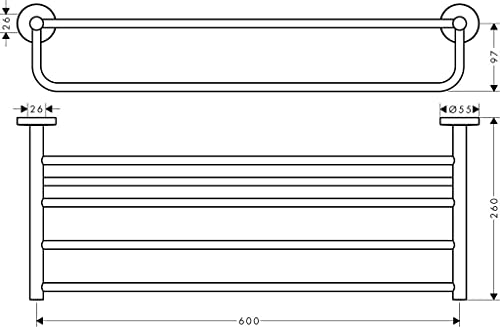 hansgrohe Towel_Rack with Towel_Bar 25-inch Modern Towel_Holder in Chrome, 41720000 - Image 3