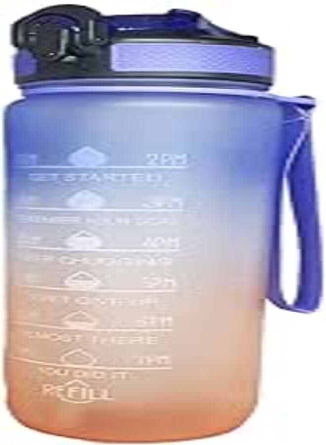 Spaceshoop Generic Gradient Colored Water Bottle with Motivational Time Markers - With Straw - Multicolored variants (Purple to Orange)