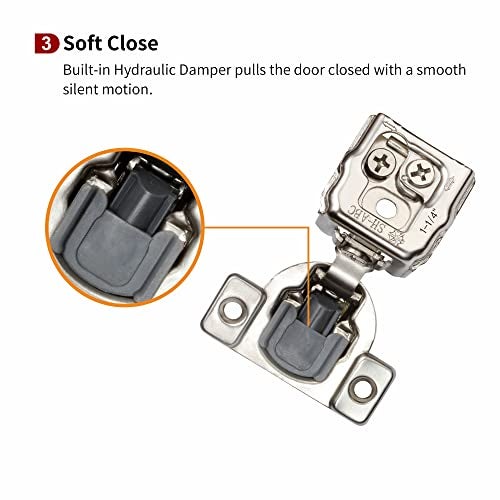 STIANC 30 Pack 1 1/4" Overlay 3D Soft Close Hinges for Face Frame Kitchen Cabinet, 3 Way Adjustability, Quiet Self Closing Door, 105 Degree - Image 4