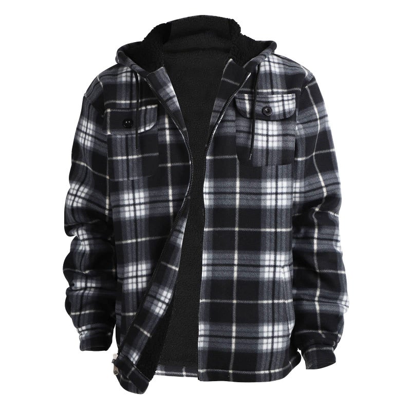 Facitisu Men's Winter Zip Up Hoodie Sherpa Fleece Sweatshirt Warm Thick heavyweight Coats - Image 1