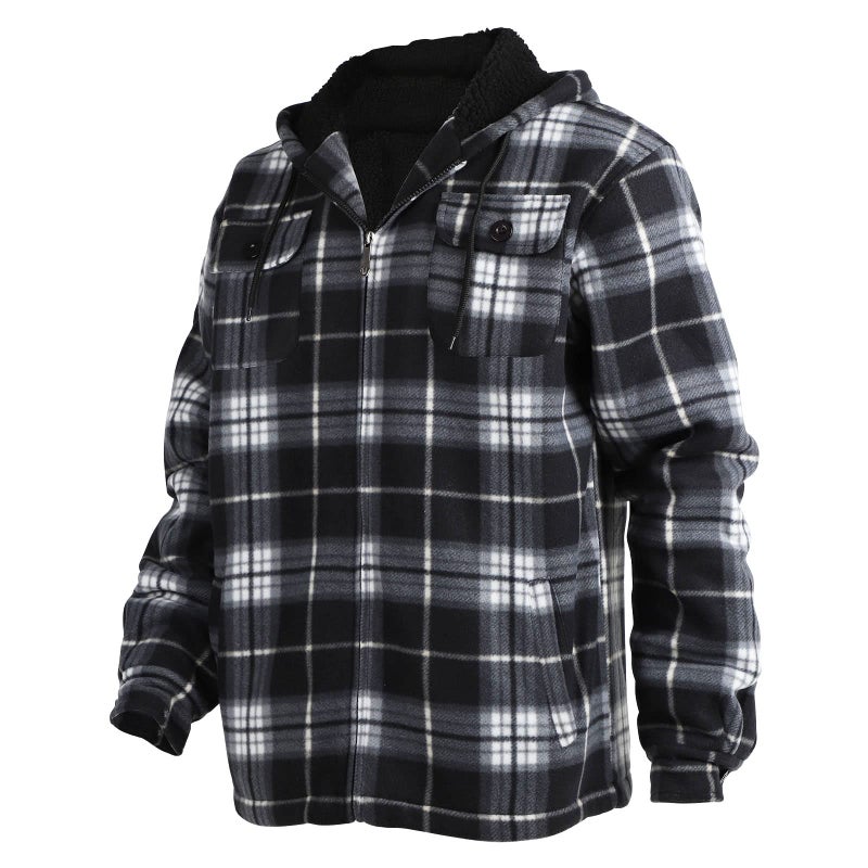 Facitisu Men's Winter Zip Up Hoodie Sherpa Fleece Sweatshirt Warm Thick heavyweight Coats - Image 2