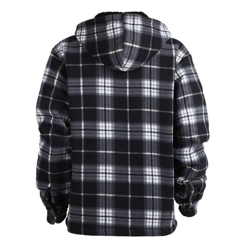 Facitisu Men's Winter Zip Up Hoodie Sherpa Fleece Sweatshirt Warm Thick heavyweight Coats - Image 3