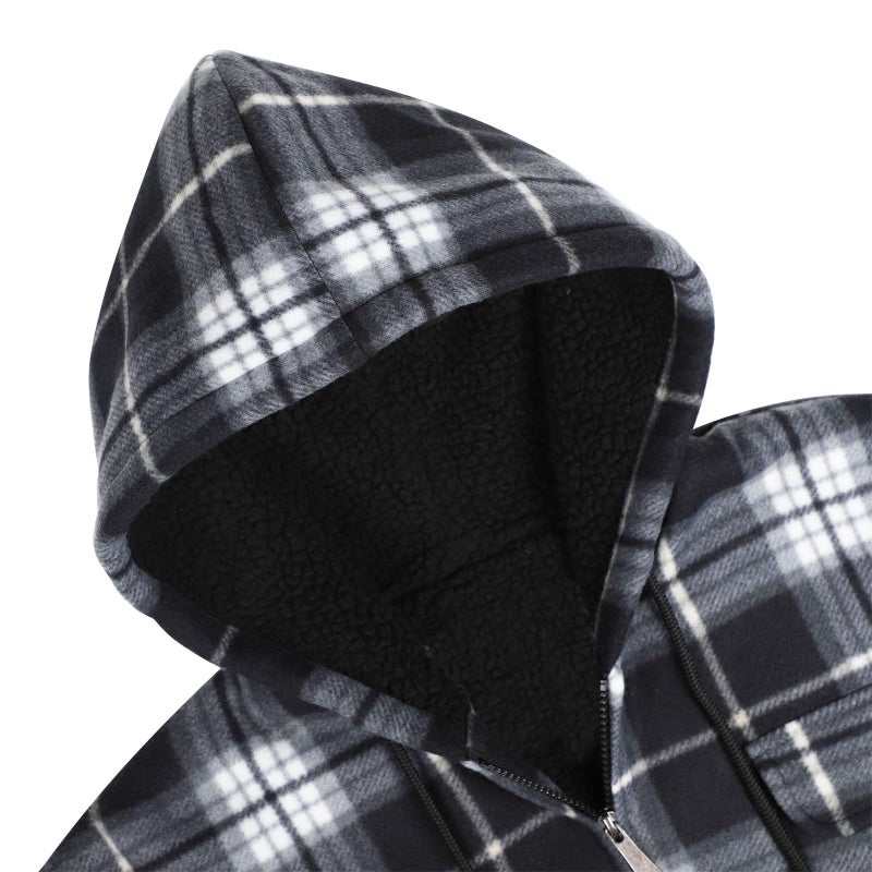 Facitisu Men's Winter Zip Up Hoodie Sherpa Fleece Sweatshirt Warm Thick heavyweight Coats - Image 5