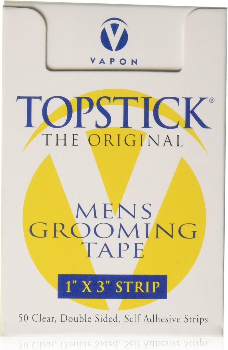 Vapon Topstick Men's Grooming Tape - Clear Double-Sided Self-Adhesive Strips (1" x 3") - 50 Count - Image 1