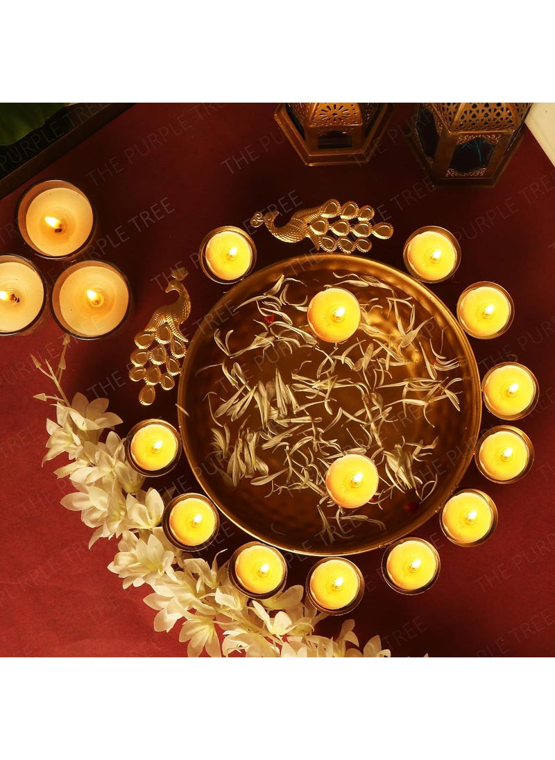 True Decor - True Decor Handcrafted Peacock Urli Bowl for Diwali Decorative Bowl for Floating Flowers and Tea Light Candles, Traditional Urli Bowl, Diwali Urli, Gift for Diwali (10 Inches) - Image 1