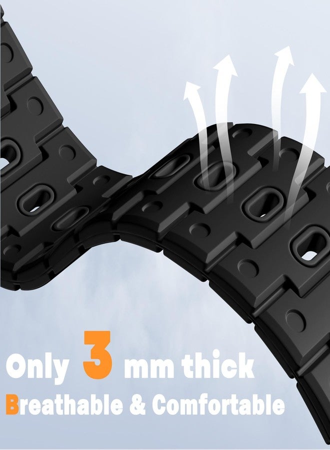 Bandletic سوار Bandletic متوافق مع ساعة Apple Watch - Ultra 2 SE Series 10 9 8 7 6 5 4، متوفر بأحجام 49 مم، 46 مم، 45 مم، 44 مم، و42 مم (1 2 3). سوار مغناطيسي لساعة iWatch Series SE2، سوار رياضي من السيليكون للرجال والنساء، أسود. - Image 4