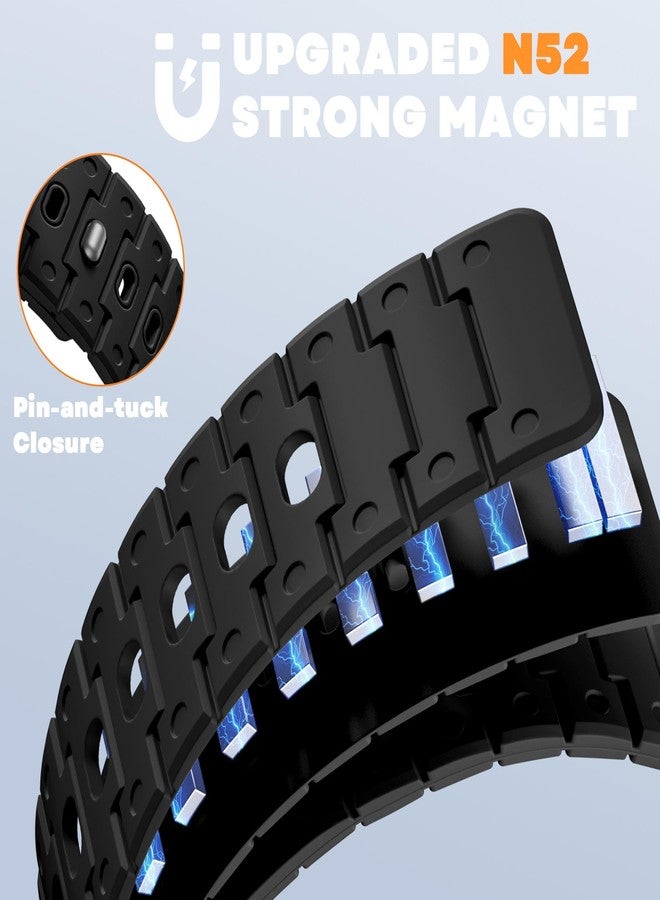 Bandletic سوار Bandletic متوافق مع ساعة Apple Watch - Ultra 2 SE Series 10 9 8 7 6 5 4، متوفر بأحجام 49 مم، 46 مم، 45 مم، 44 مم، و42 مم (1 2 3). سوار مغناطيسي لساعة iWatch Series SE2، سوار رياضي من السيليكون للرجال والنساء، أسود. - Image 3