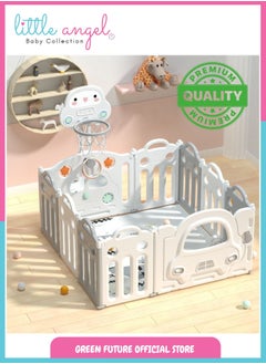 Little Angel Kids Playpen with Basketball Hoop | Multi-Functional Baby Play Yard with Activity Wall | Indoor and Outdoor Toddler Play Area | Safe and Durable  - Image 2