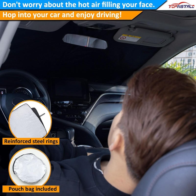 TOPINSTALL Foldable Windshield Sun Shade Compatible with 2021-2024 Car Interior Accessories Long term storage compatible - Image 5