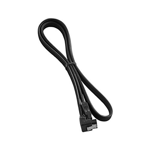 CableMod ModFlex Sleeved Right Angle SATA 3 Cable (Black, 60cm) - Image 1