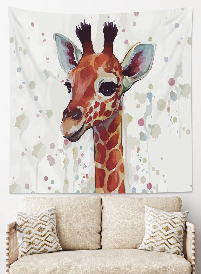 HVEST Giraffe Tapestry Wall Hanging Watercolor Cute Animal Tapestrise Giraffe Backdrop for Kids Bedroom Living Room Dorm Party Decor, 60Wx40H Inchs - Image 2