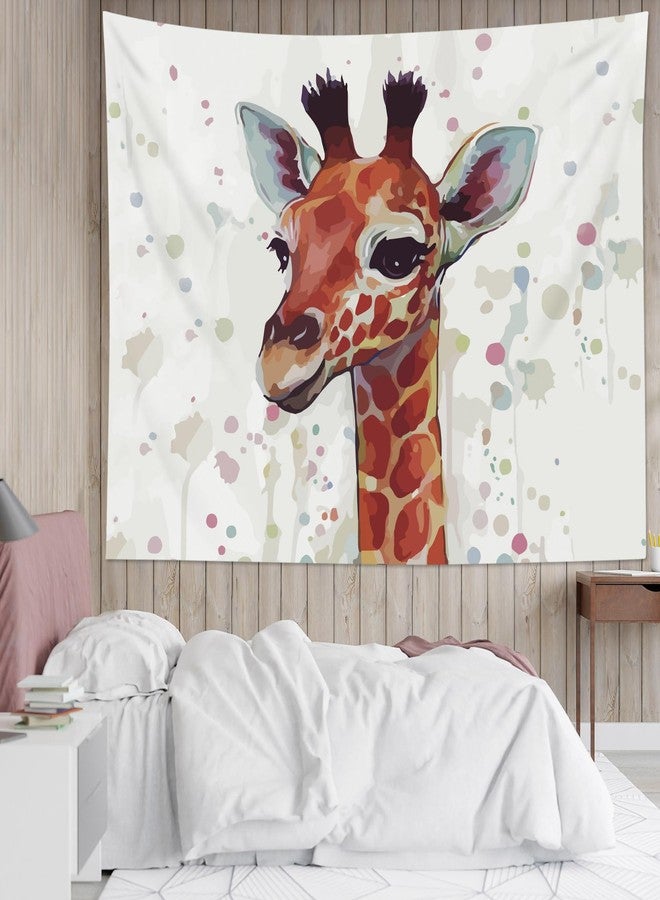 HVEST Giraffe Tapestry Wall Hanging Watercolor Cute Animal Tapestrise Giraffe Backdrop for Kids Bedroom Living Room Dorm Party Decor, 60Wx40H Inchs - Image 5